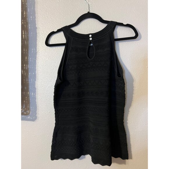 WHBM Top Medium M Washable Stretch Black Textured Sleeveless Washable - Picture 6 of 9